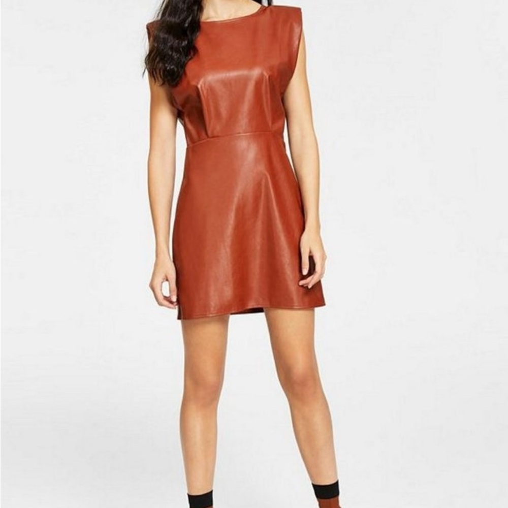 En Saison Vegan Leather Brown Dress